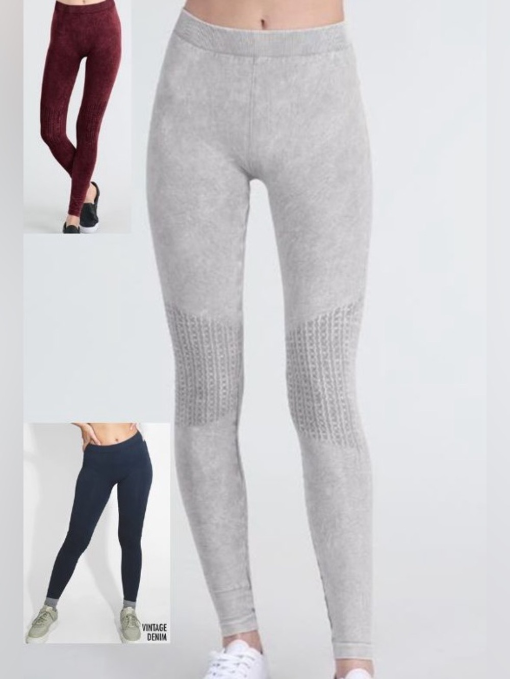NWOT Nikibiki Waffle Knee Shirring Leggings - Denim